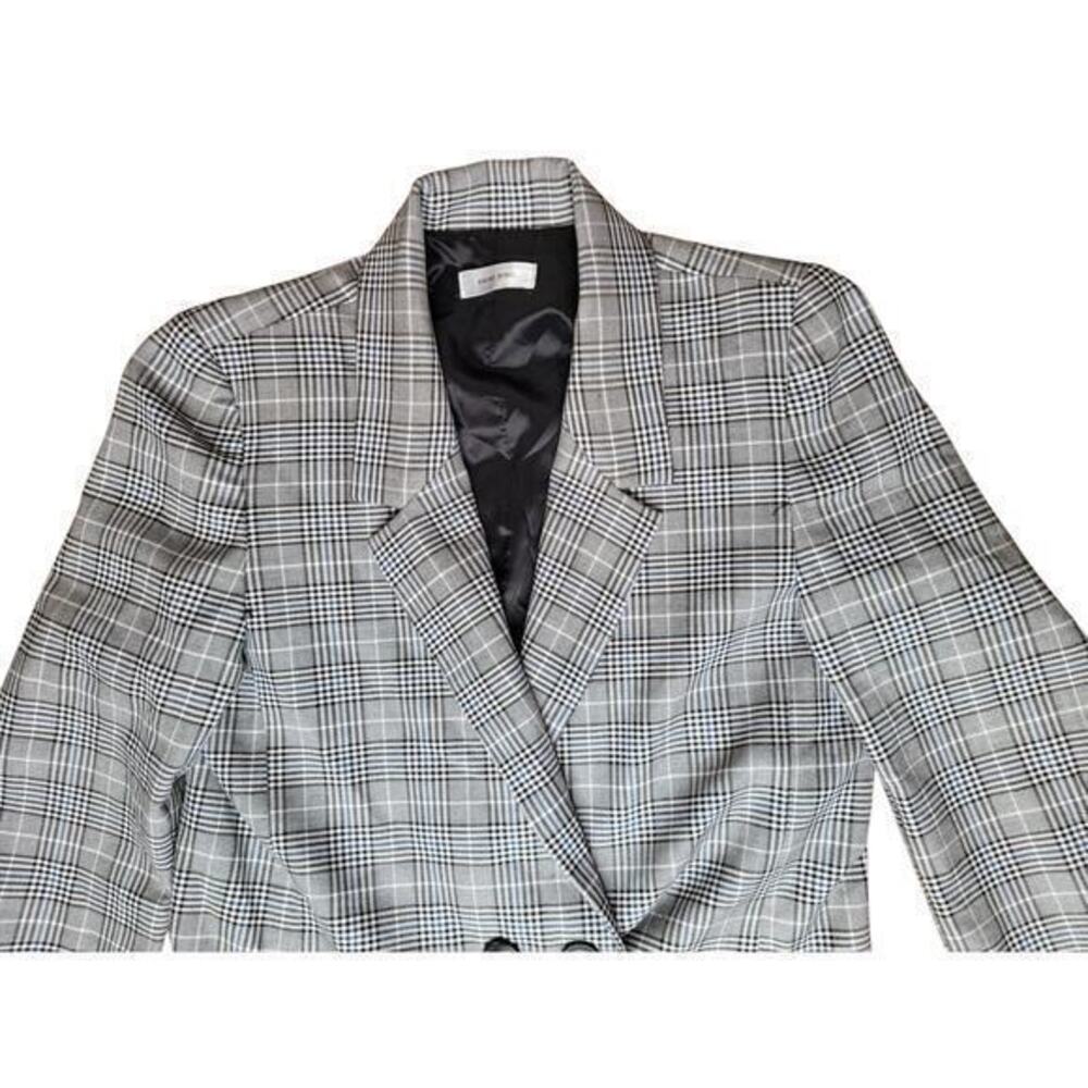 Anine Bing Madeleine Blazer Grey/Blue Plaid size Small Classic Double Breasted‎ - Picture 5 of 10
